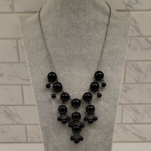 Silvertone And Black Statement Necklace